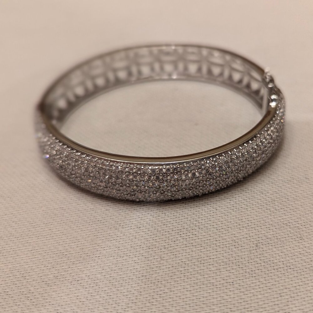 PROM IDEA - Bangle White Stone with heart cut out - GORGEOUS!